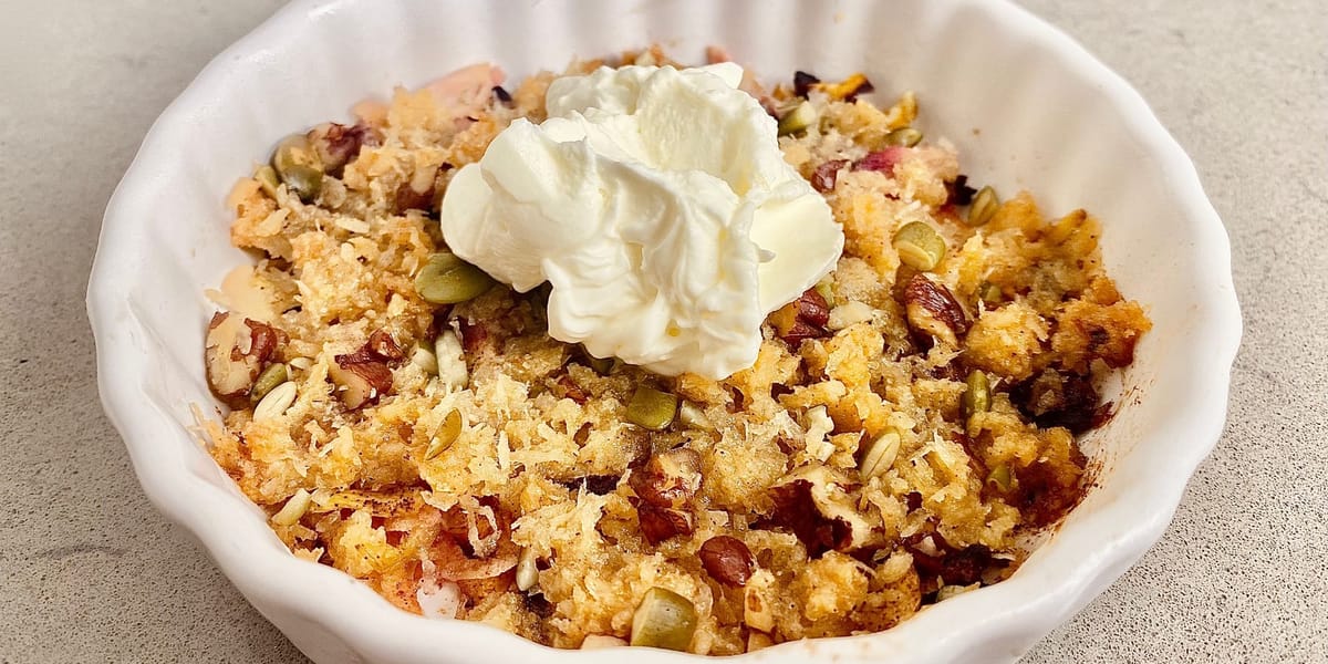 Apple Carrot Crumble with Whipped Cream